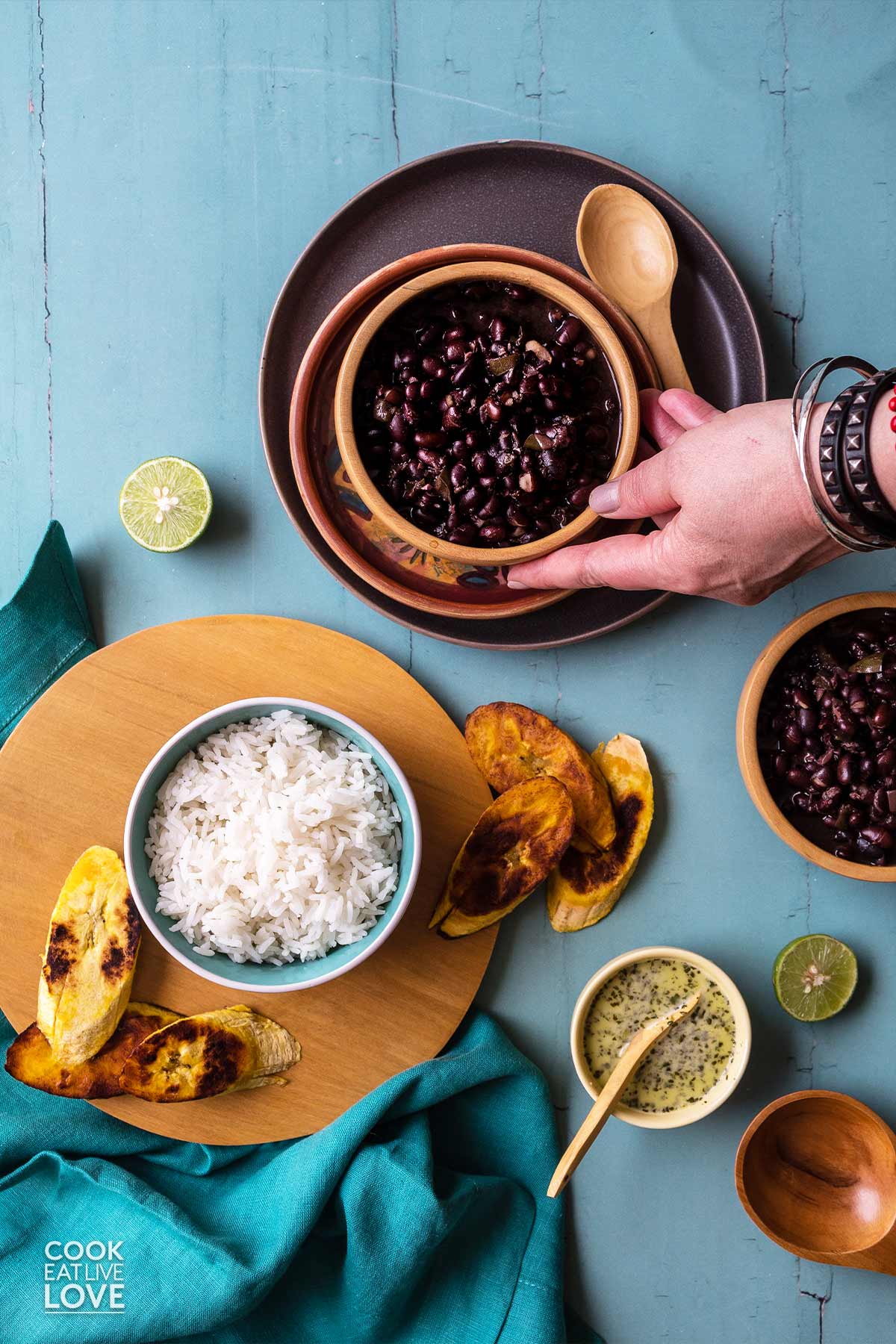 Cuban black beans served up on the table for a meal