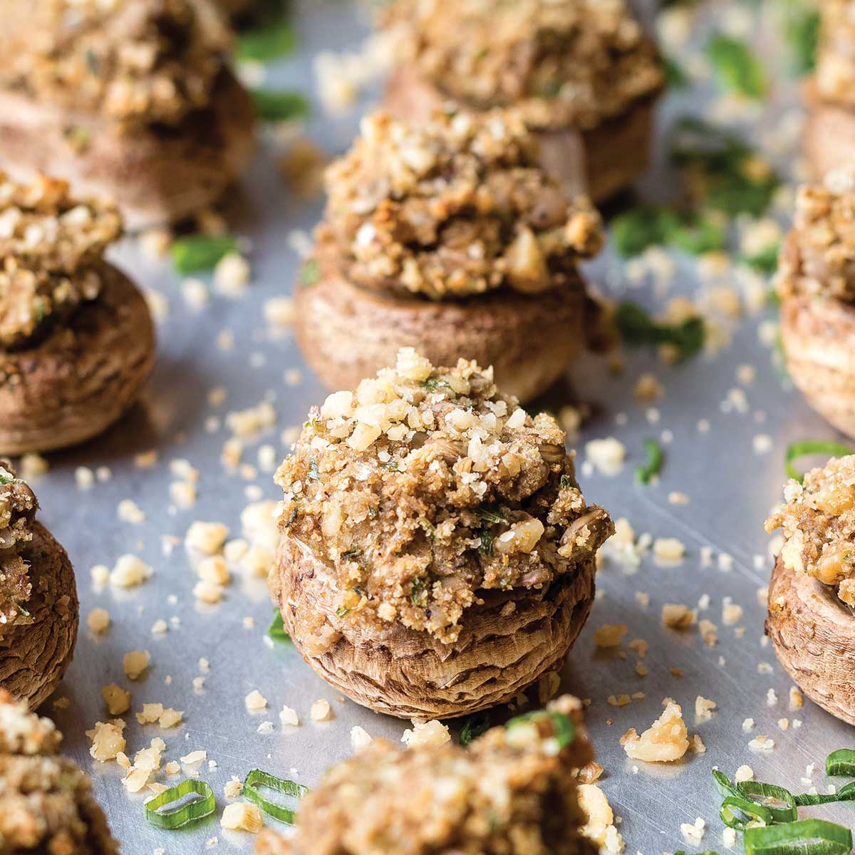 Vegetarian Stuffed Mushrooms with Lentils (Dairy-Free)