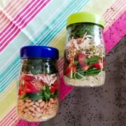 Meal prep made easy uses jars to easily transport salads