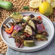 Air fryer roasted veggies on a plate.
