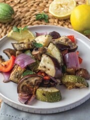Air fryer roasted veggies on a plate.