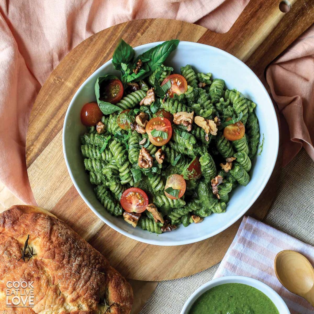 Creamy Spinach Pesto Pasta Recipe with Tomatoes Cook Eat Live Love