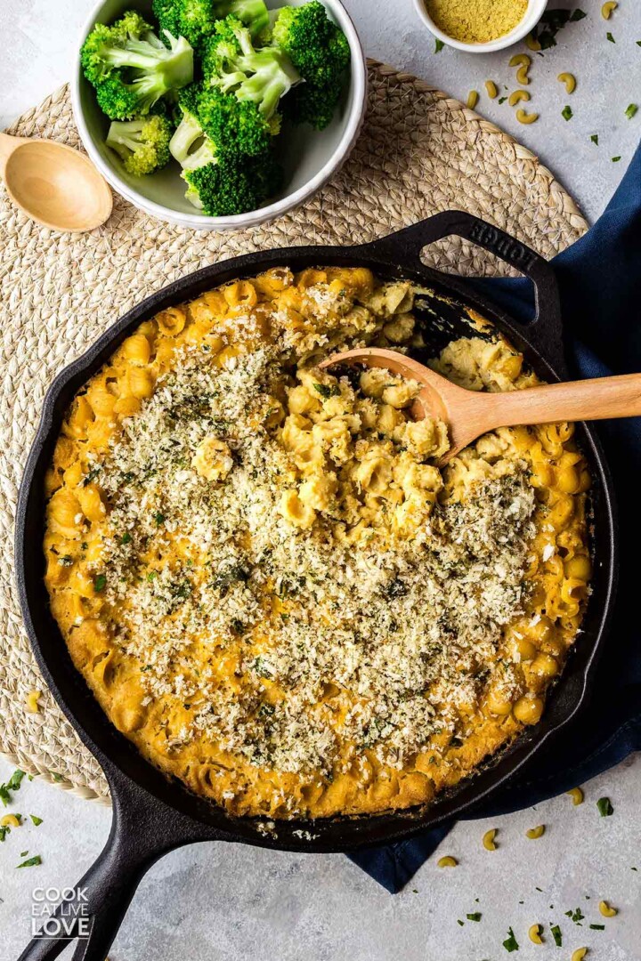 Vegan Baked Mac and Cheese Cast Iron Skillet - Cook Eat Live Love
