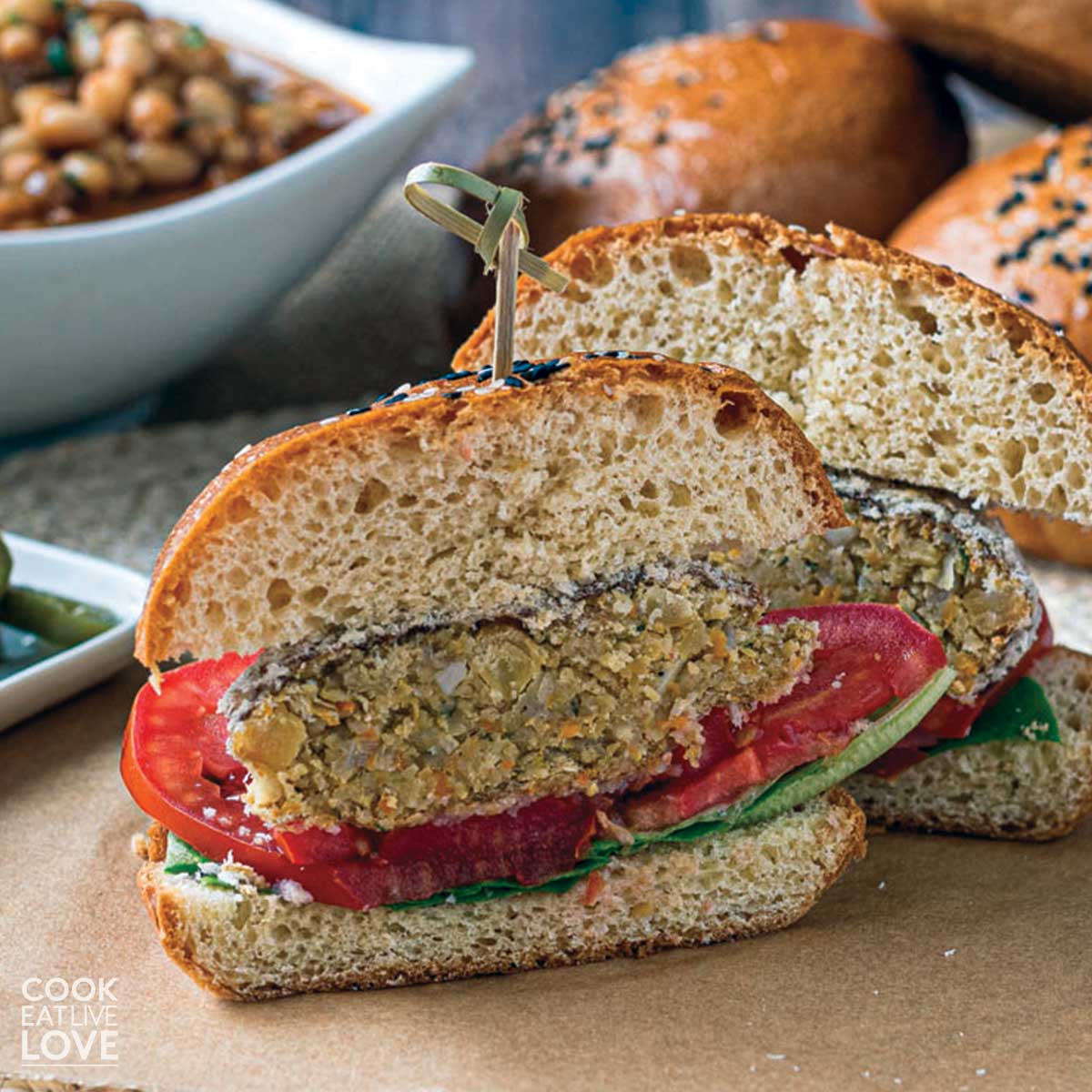 Chickpea burger on a plate