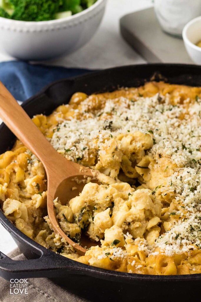Vegan Baked Mac and Cheese Cast Iron Skillet - Cook Eat Live Love