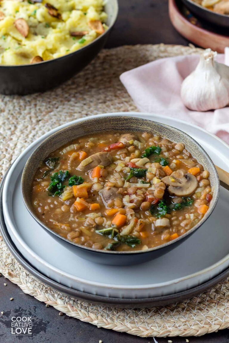 Easy Mushroom Lentil Stew Instant Pot (Vegan) - Cook Eat Live Love