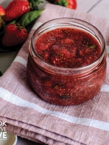 Jar of strawberry basil jam