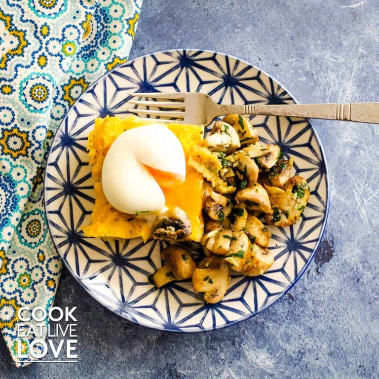 Baked Polenta With Mushrooms, Basil And Egg - Cook Eat Live Love