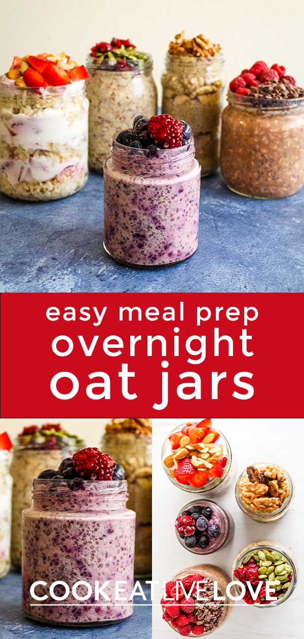 5 easy make ahead oat jars to meal prep breakfast ~ Cook Eat Live Love