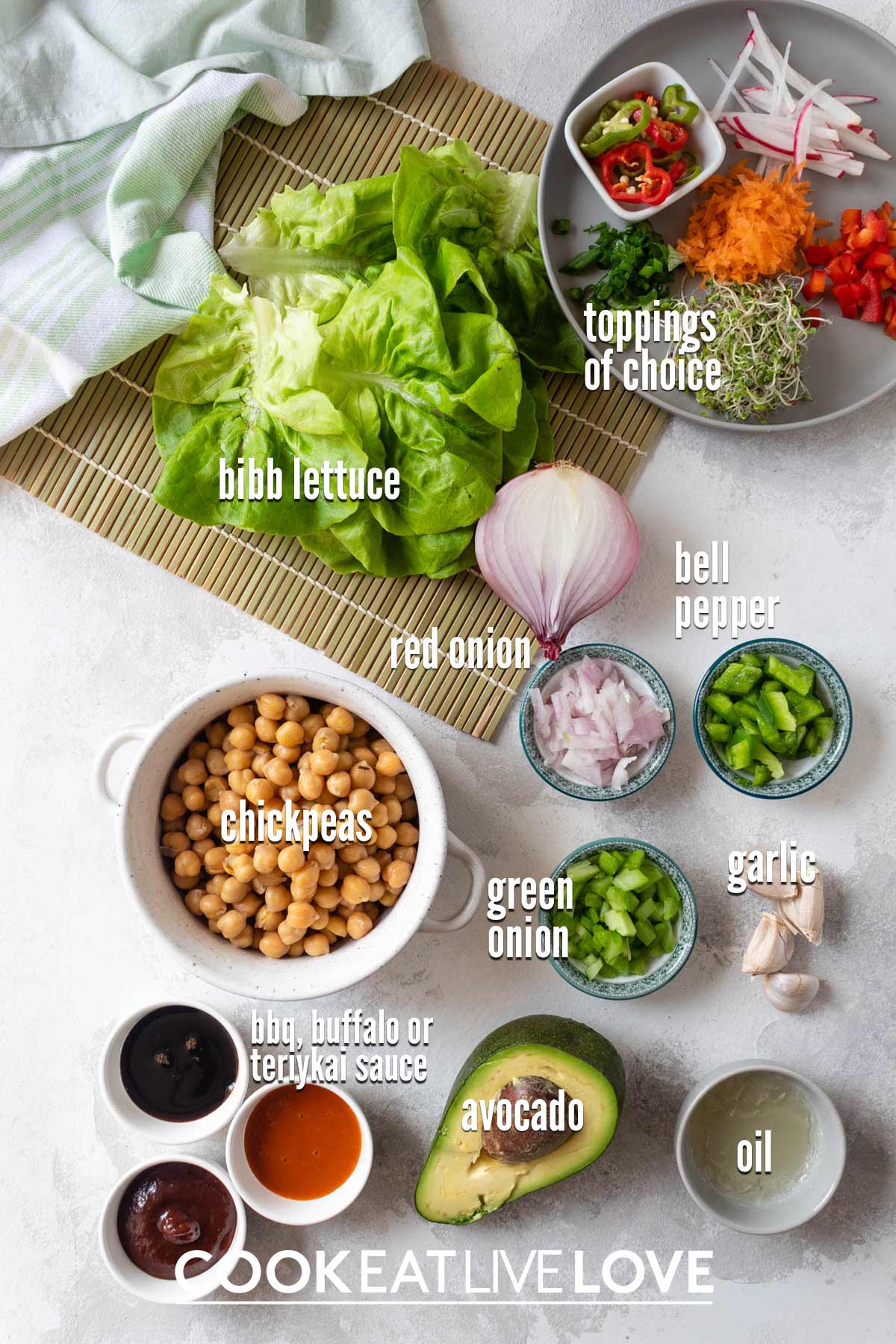 Ingredients to make vegan lettuce wraps no tofu.