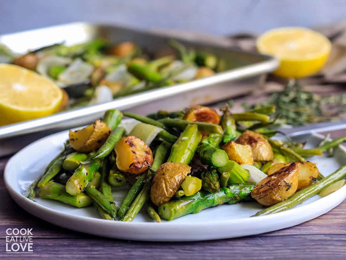 Veggie potato bake served up on a plate