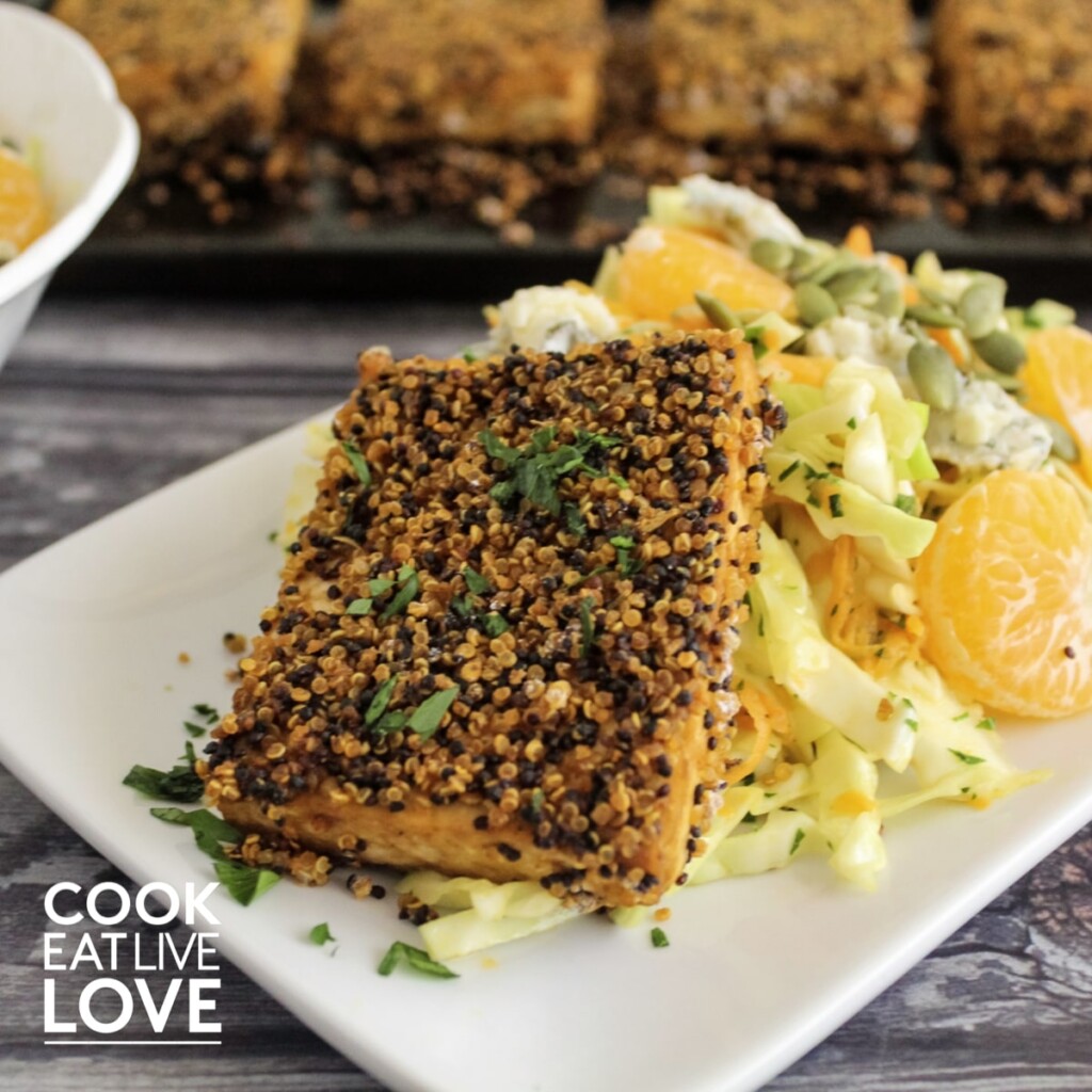 Crispy quinoa tofu with blue cheese slaw - Cook Eat Live Love