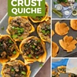 Pin for pinterest graphic with multiple images of sweet potato quiche and text