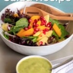 Pin for pinterest graphic with image of mango avocado salad and text