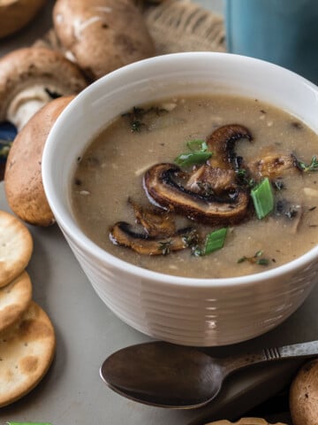 A bowl of mushroom soup