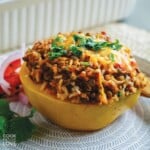 Lentil stuffed pepper on a plate ready to eat
