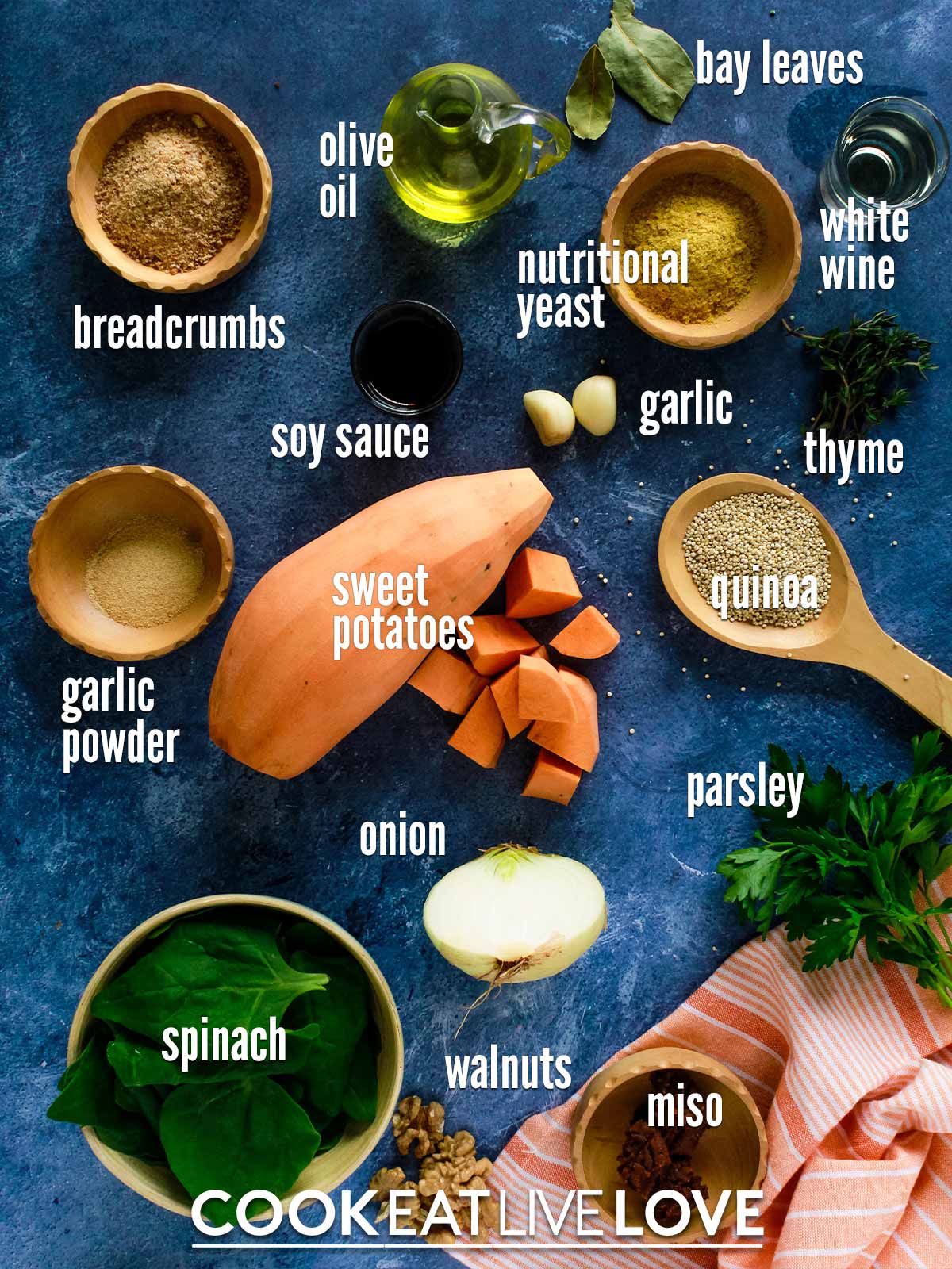 Ingredients to make savory sweet potato casserole.