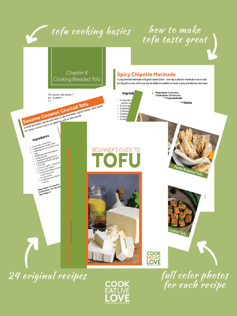 Showing several pages of the tofu cookbook available.