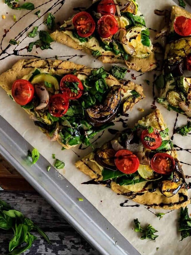 Vegan White Pizza with Roasted Veggies
