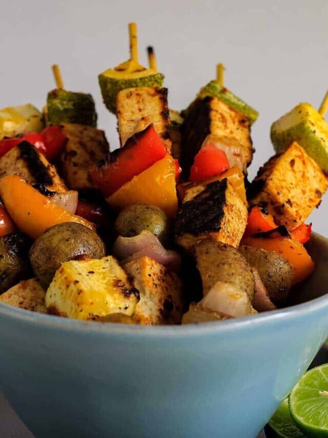 Chipotle Grilled Tofu Skewers with Vegetables