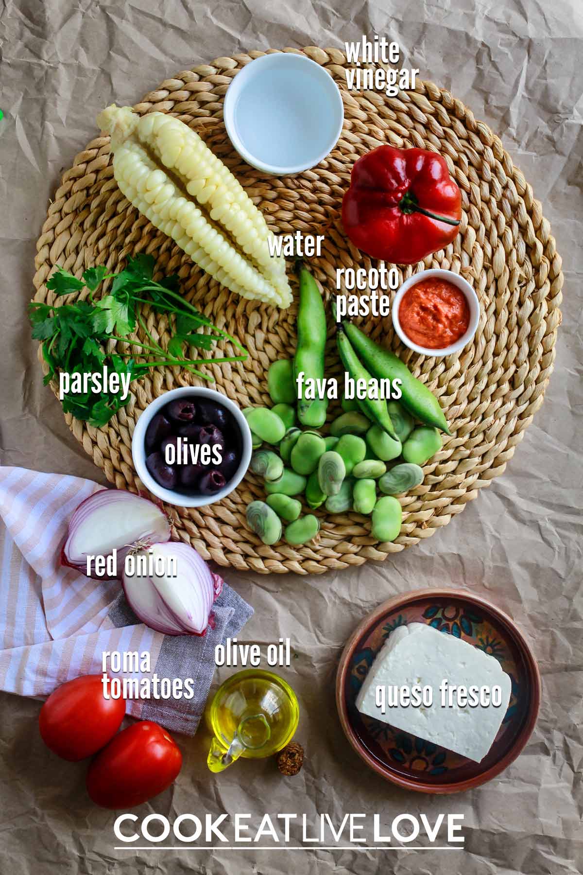 Ingredients to make solterito on the table.
