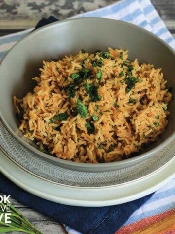 Basmati rice in a bowl on the table