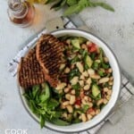 Bowl of cannellini bean with grilled bread