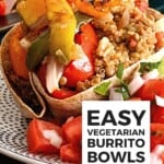 Pin for pinterest graphic with image of burrito bowl and text