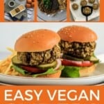 Pin for pinterest graphic with different images of making lentil sliders