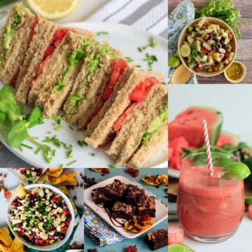 Collage of vegan picnic food recipe