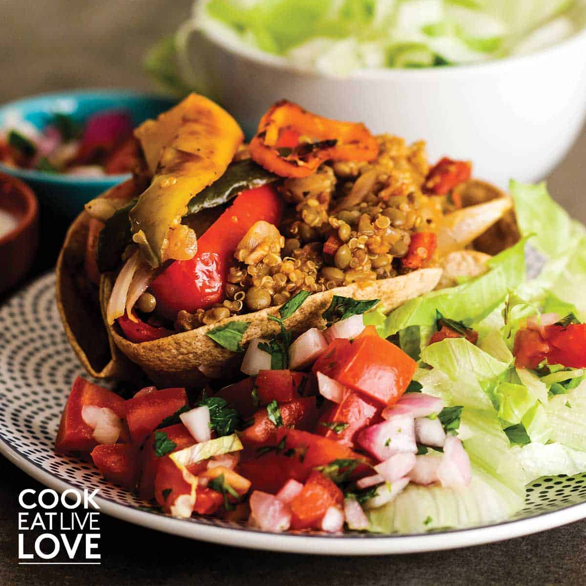 Quinoa Lentil Vegetarian Burrito Bowl - Cook Eat Live Love