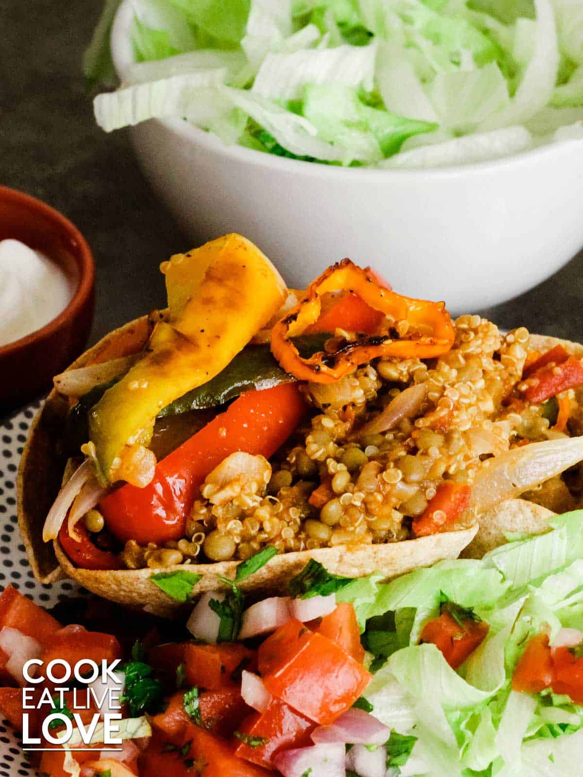 Quinoa Lentil Vegetarian Burrito Bowl - Cook Eat Live Love