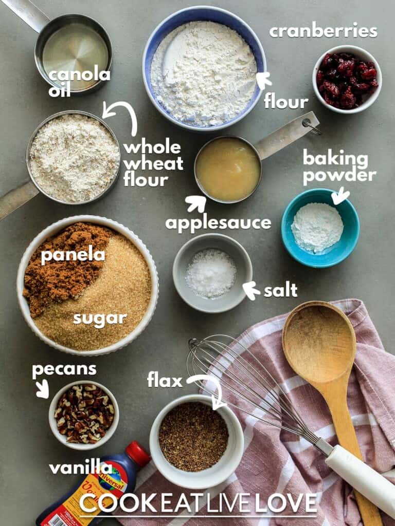 Ingredients to make vegan blondies on the table