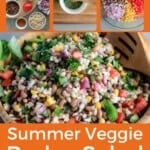 Pin for pinterest graphic with multiple images of barley salad