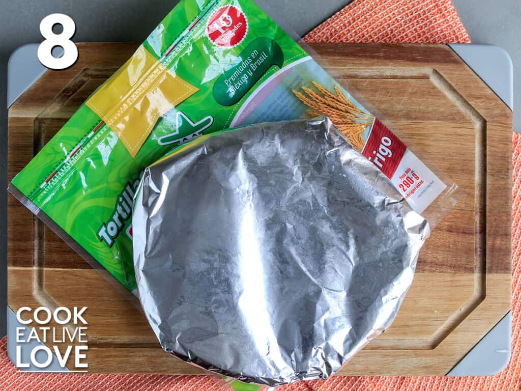 Tortillas wrapped in foil