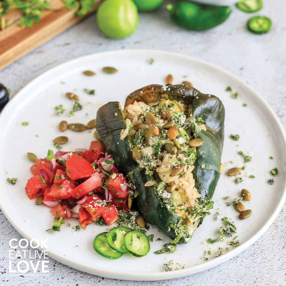 Vegetarian Stuffed Poblano Peppers