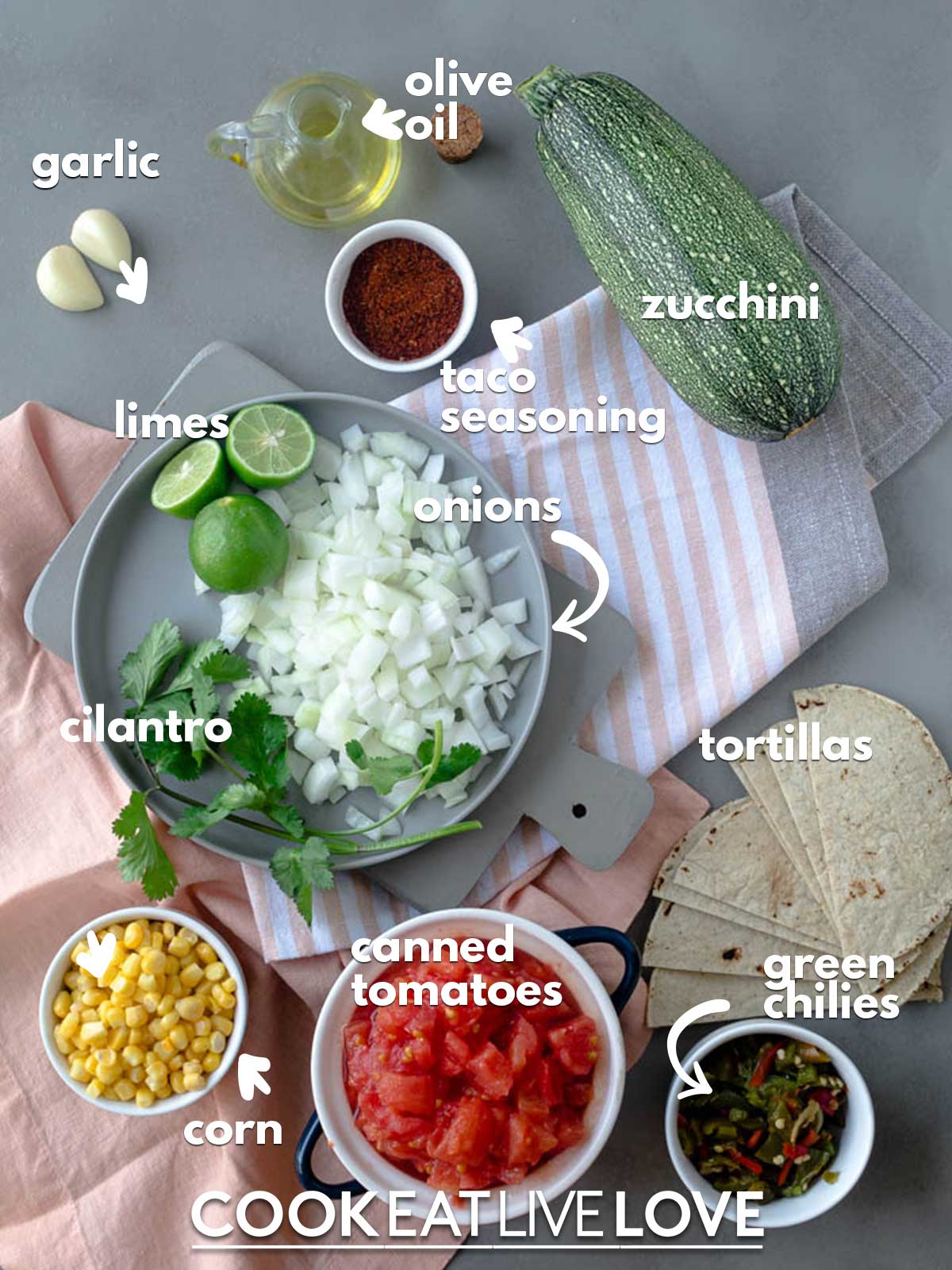 Ingredients to make taco soup vegetarian