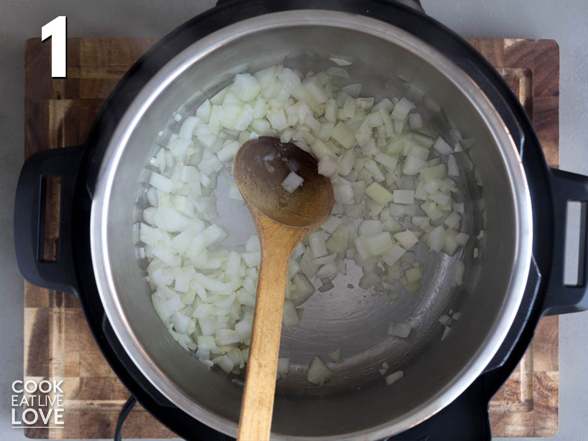 Onions cooking in the pot