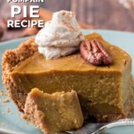 Pin for pinterest graphic for eggless pumpkin pie