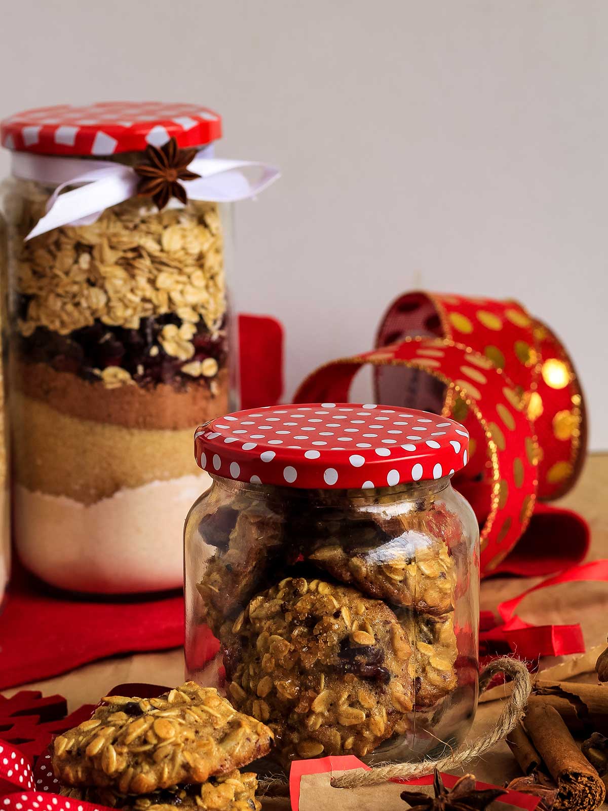 Baked cookies in a jar to give as a gift.