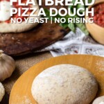 Pin for pinterest graphic with image of a dough ball and text on top.