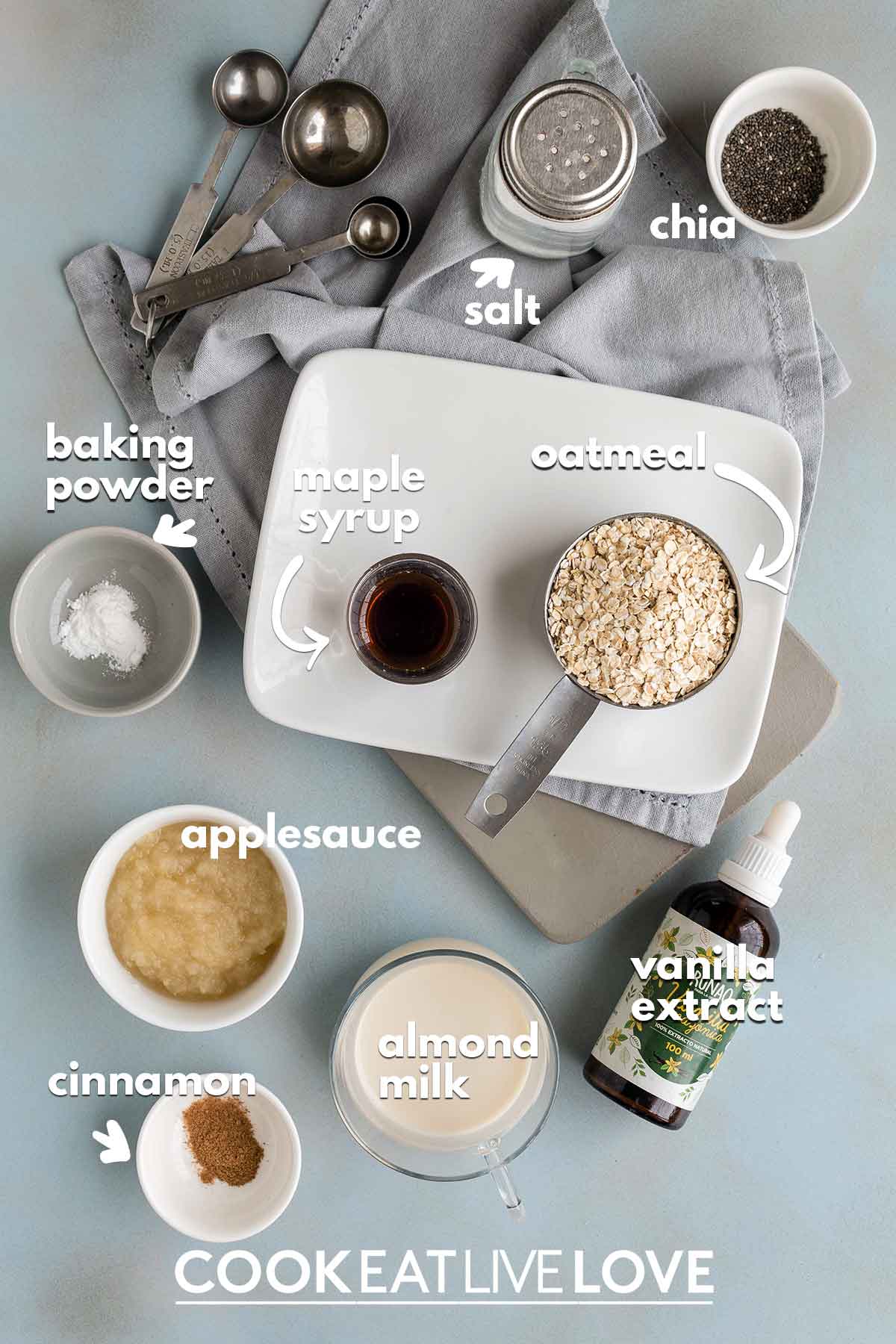 Ingredients to make baked oats for one on the table.