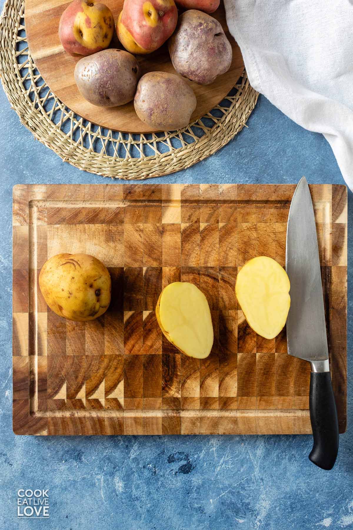 Potato cut in half.