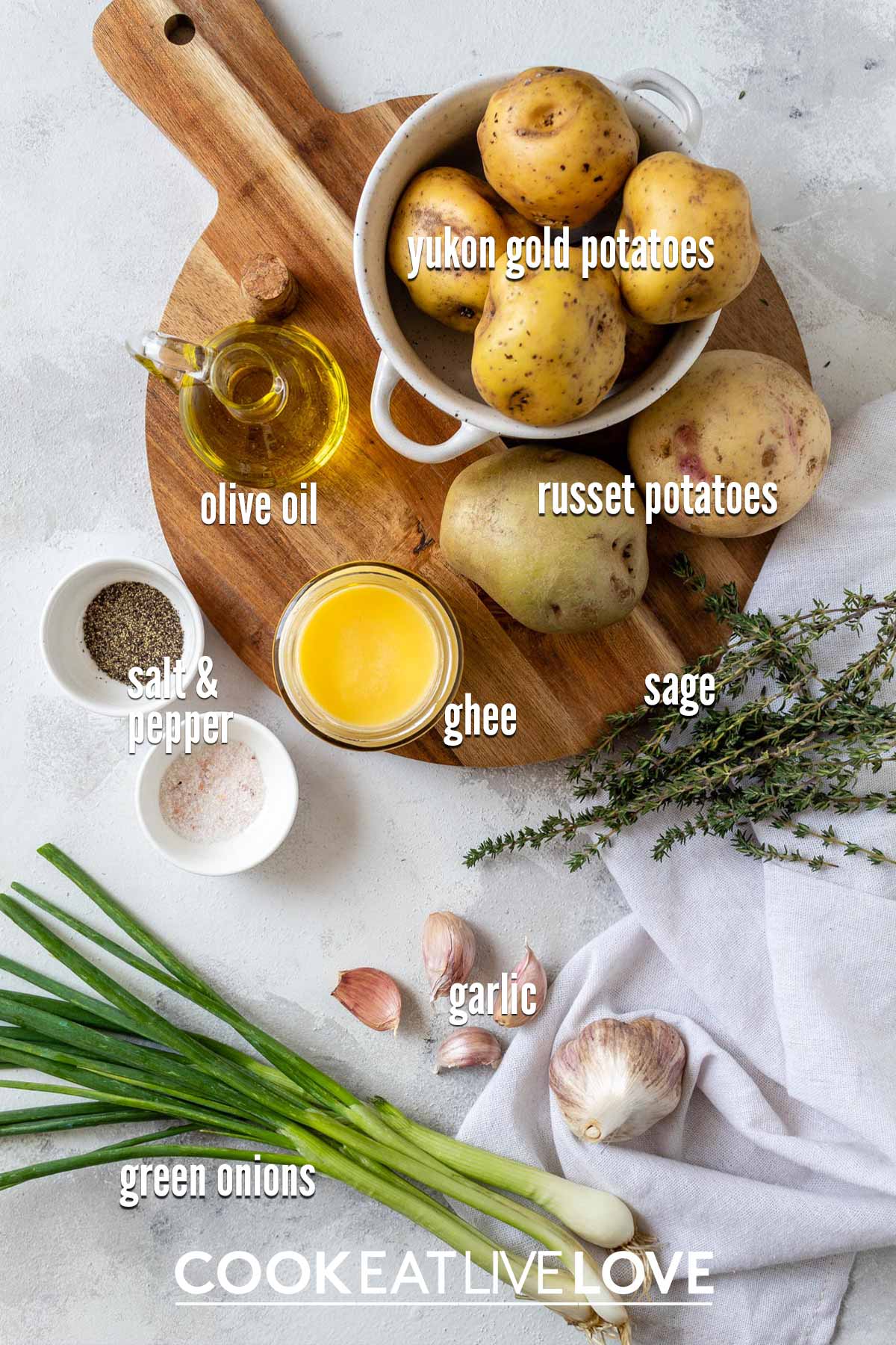 Ingredients you need to make a potato galette.