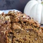 PIn for pinterest graphic with image of pumpkin bread with zucchini and text on top.