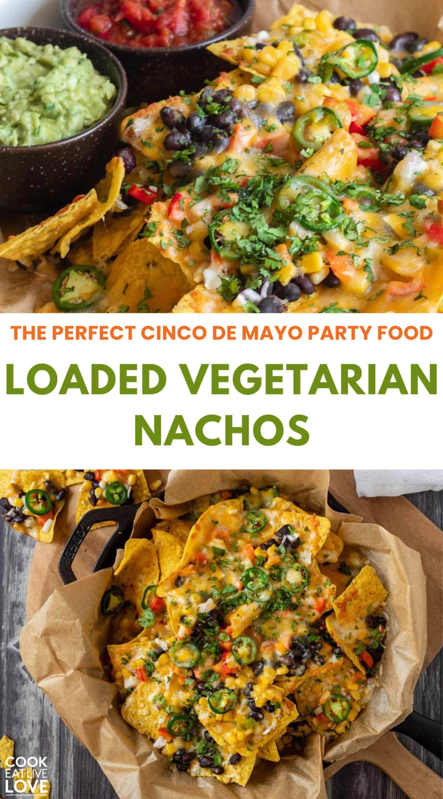 Pin for pinterest graphic with images of nachos and text on top.