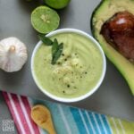 Avocado and lime sauce in a bowl.