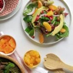 Salad on plate on a table