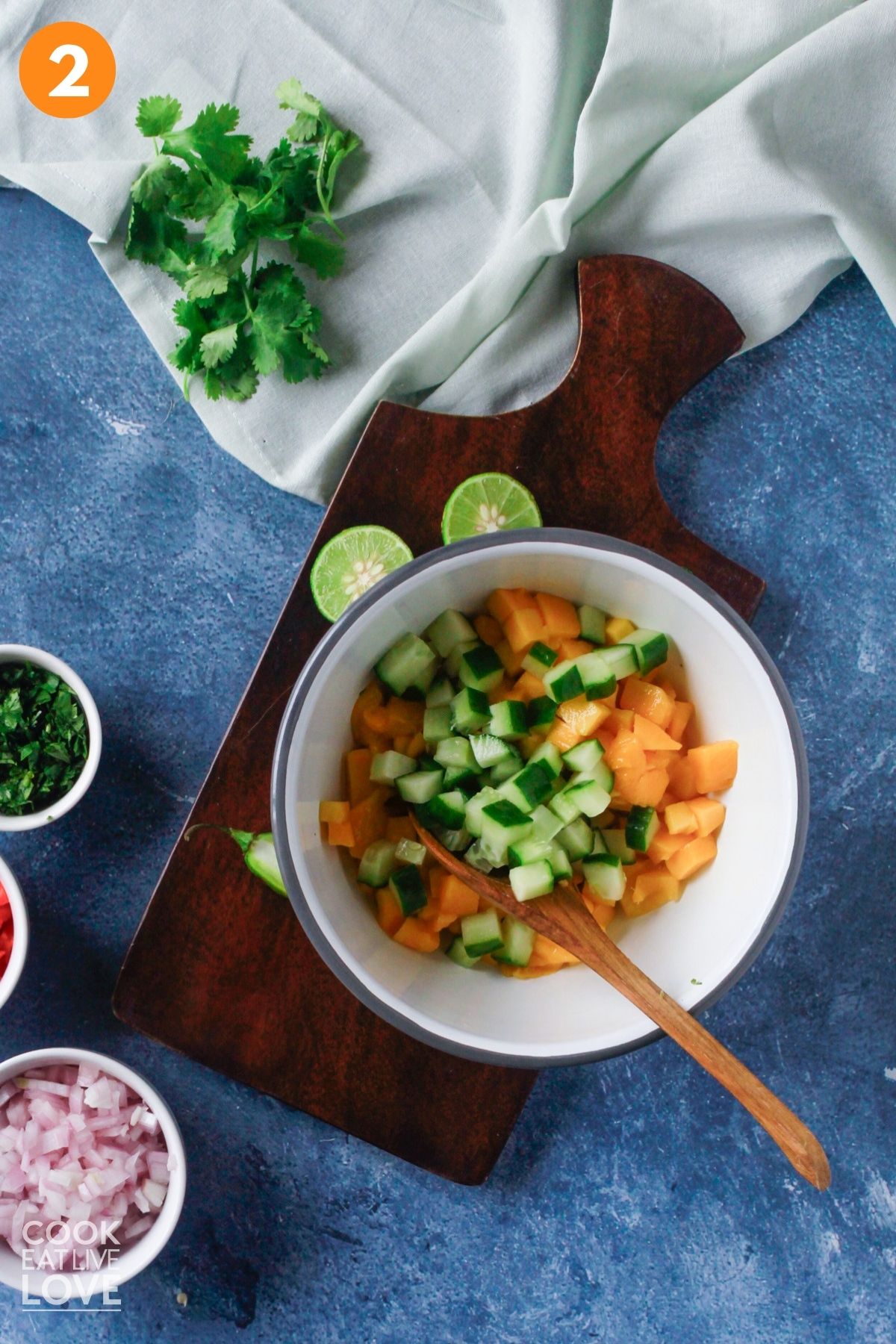 Salsa ingredients in a bowl.
