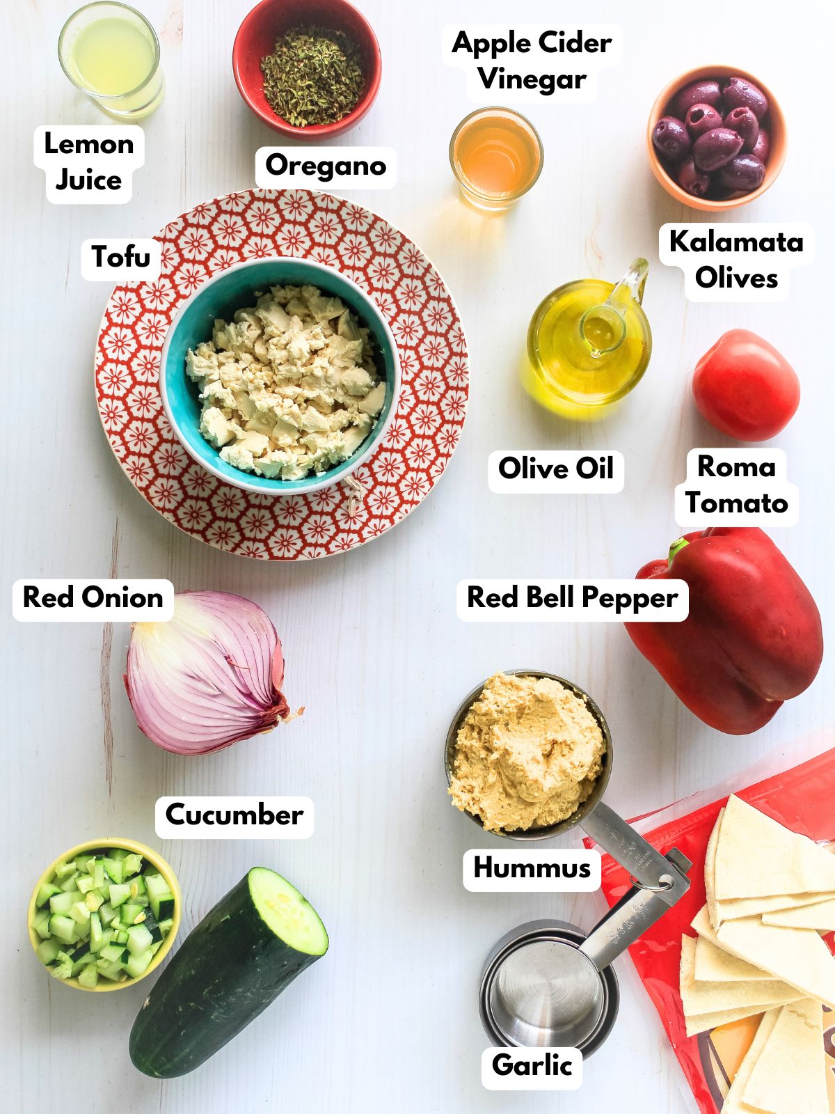 Overhead view of ingredients needed to make this easy vegan dip recipe.